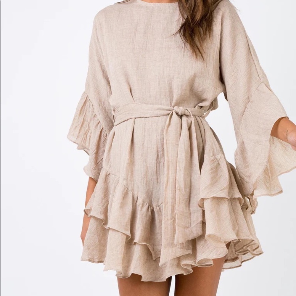 Antique Wish Mini Dress Mocha - Princess Polly Size 6